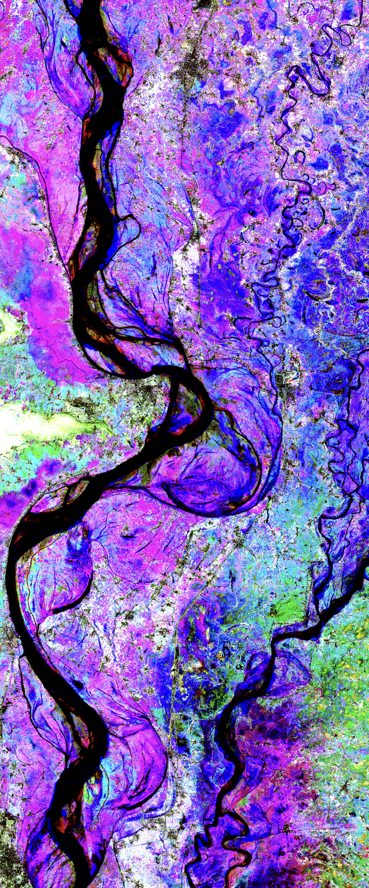 River and smallholder fields in South Asia